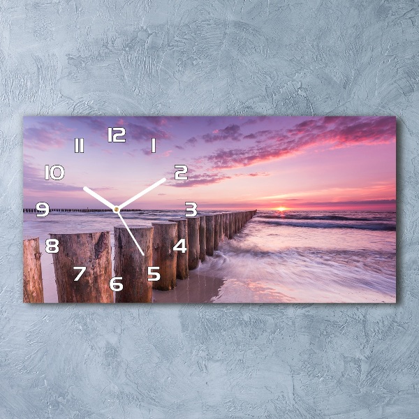 Horloge horizontale en verre Brise-lames en bois
