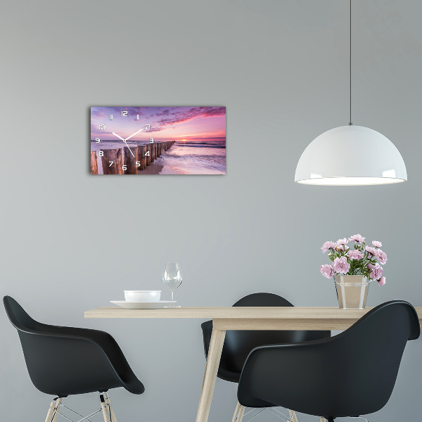 Horloge horizontale en verre Brise-lames en bois