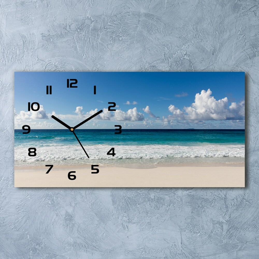 Horloge rectangulaire horizontale Plage des Seychelles