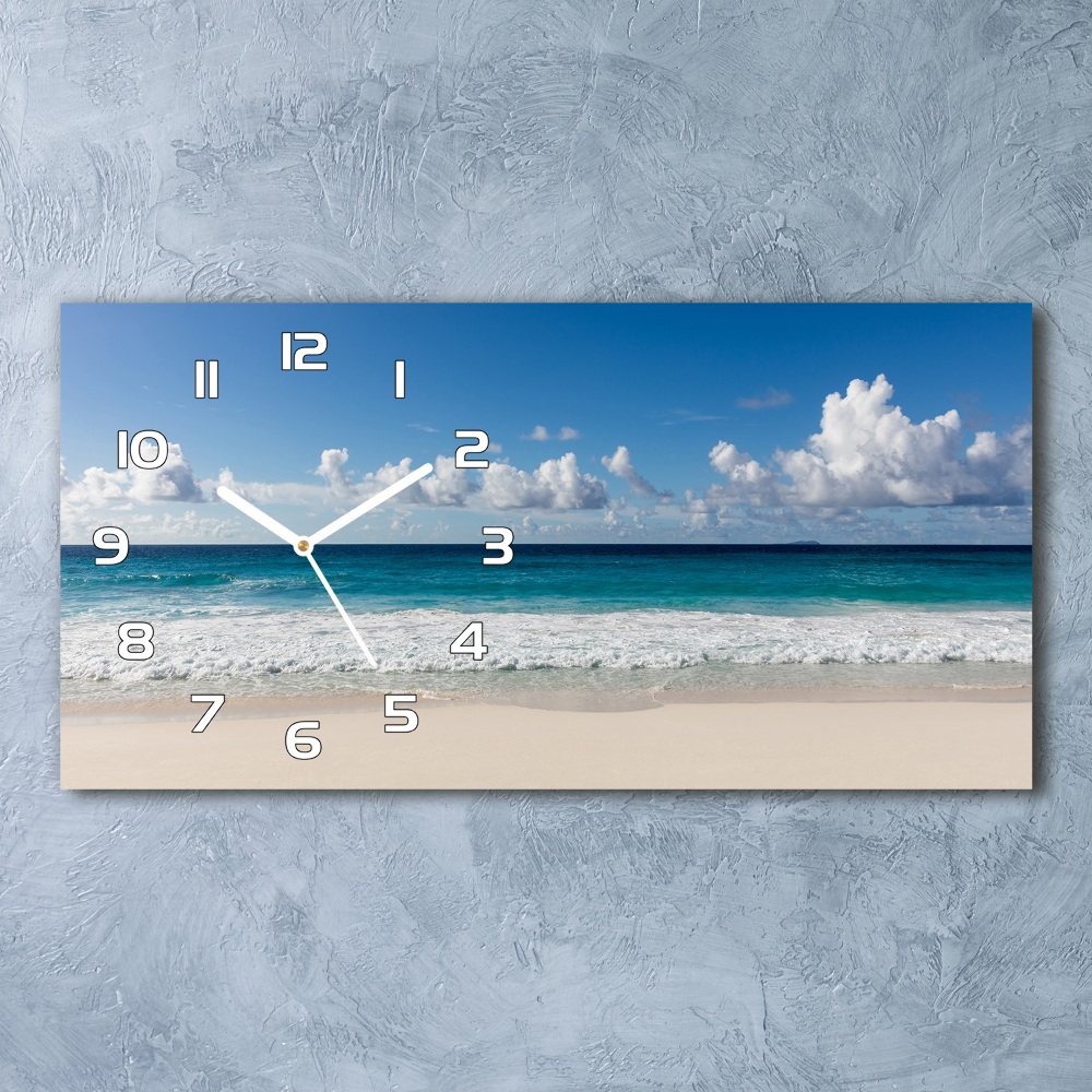 Horloge rectangulaire horizontale Plage des Seychelles