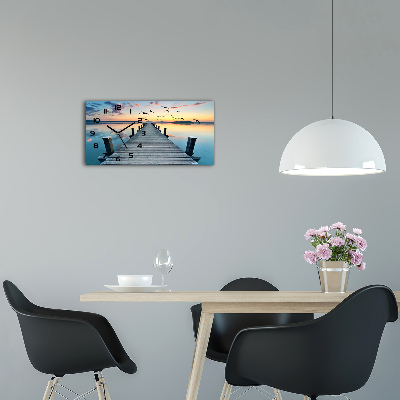 Horloge horizontale en verre Jetée en bois mer