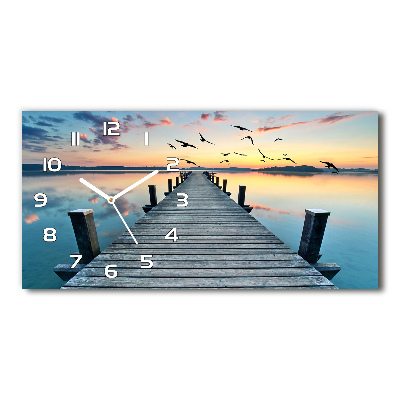 Horloge horizontale en verre Jetée en bois mer
