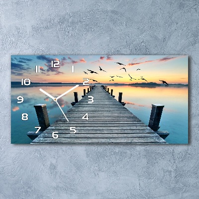 Horloge horizontale en verre Jetée en bois mer