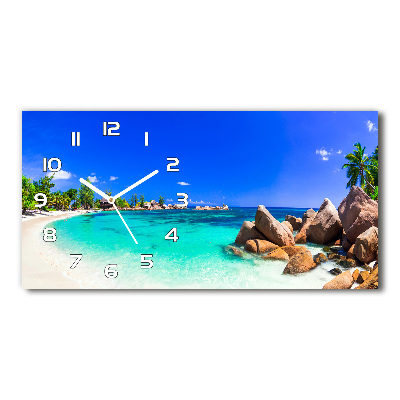 Horloge horizontale en verre Plage Seychelles