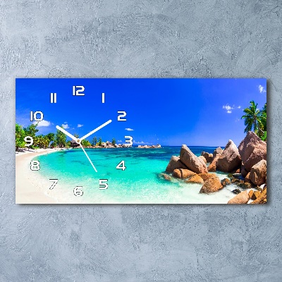 Horloge horizontale en verre Plage Seychelles