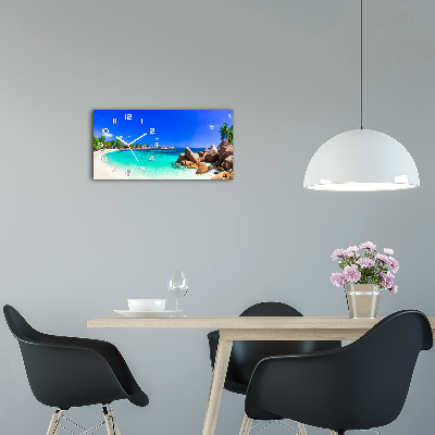 Horloge horizontale en verre Plage Seychelles