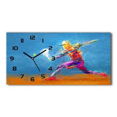 Horloge horizontale en verre Joueur de tennis