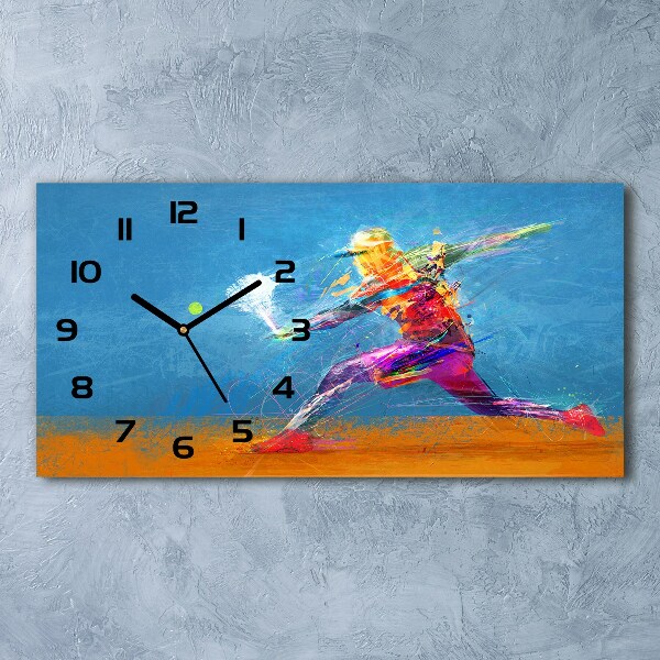 Horloge horizontale en verre Joueur de tennis