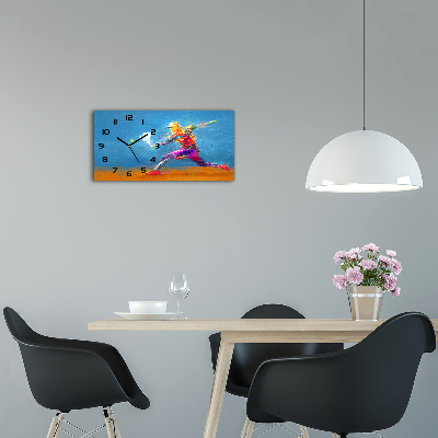 Horloge horizontale en verre Joueur de tennis