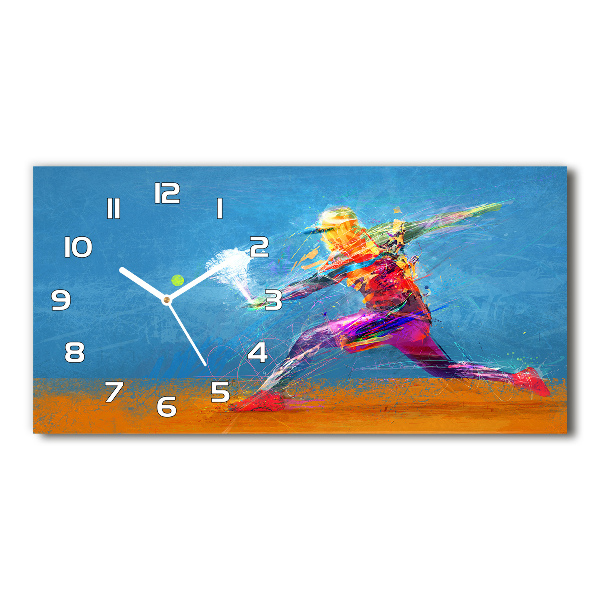 Horloge horizontale en verre Joueur de tennis