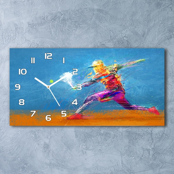 Horloge horizontale en verre Joueur de tennis