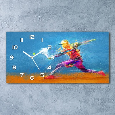 Horloge horizontale en verre Joueur de tennis