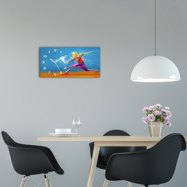Horloge horizontale en verre Joueur de tennis