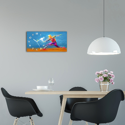 Horloge horizontale en verre Joueur de tennis