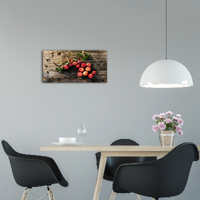 Horloge horizontale en verre Pommes sur la table