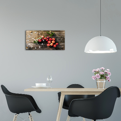 Horloge horizontale en verre Pommes sur la table