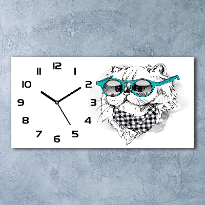 Horloge horizontale Chat à lunettes