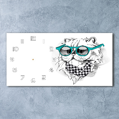 Horloge horizontale Chat à lunettes