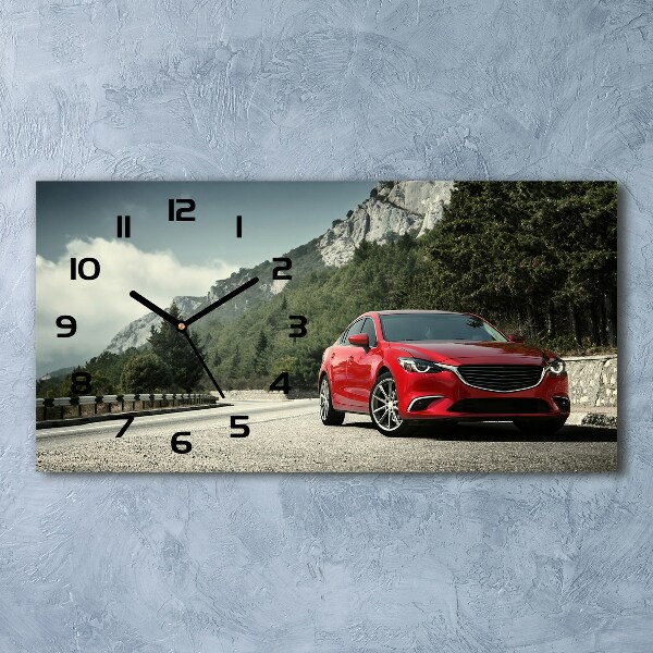 Horloge murale horizontale Voiture dans les montagnes