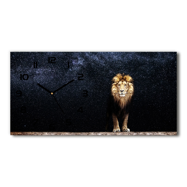 Horloge murale horizontale Lion sur fond d'étoiles