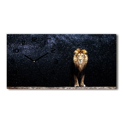 Horloge murale horizontale Lion sur fond d'étoiles