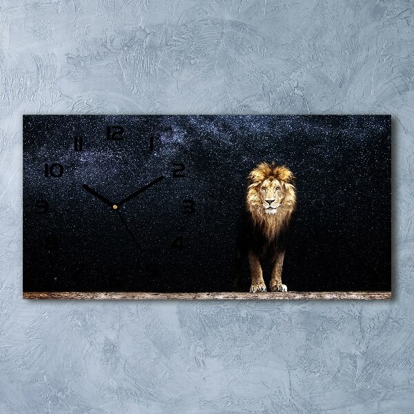 Horloge murale horizontale Lion sur fond d'étoiles