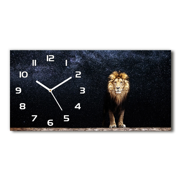 Horloge murale horizontale Lion sur fond d'étoiles