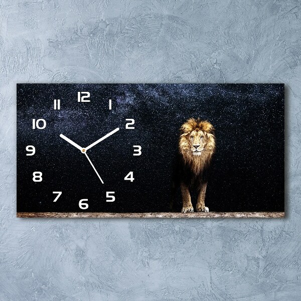 Horloge murale horizontale Lion sur fond d'étoiles