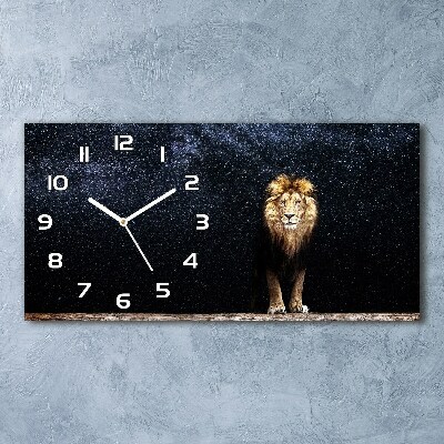 Horloge murale horizontale Lion sur fond d'étoiles