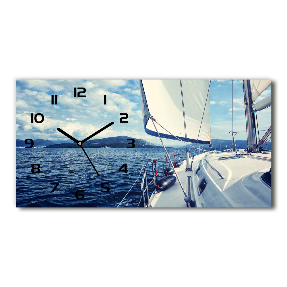 Horloge rectangulaire horizontale Yacht en arrière-plan de la mer