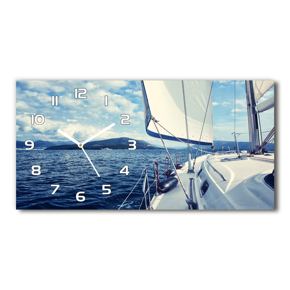 Horloge rectangulaire horizontale Yacht en arrière-plan de la mer