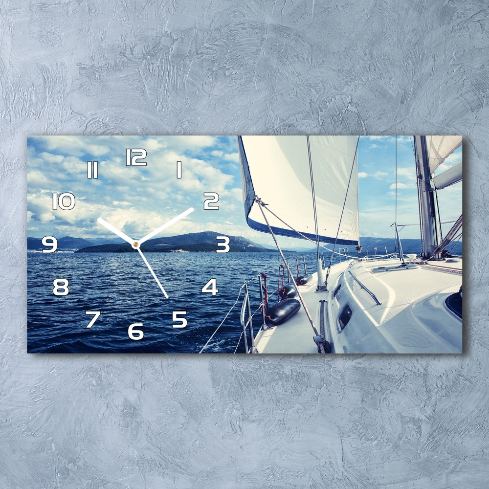 Horloge rectangulaire horizontale Yacht en arrière-plan de la mer