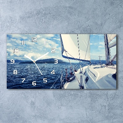 Horloge rectangulaire horizontale Yacht en arrière-plan de la mer