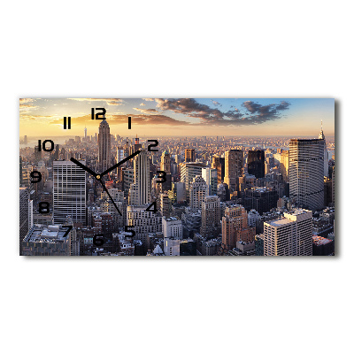 Horloge murale horizontale Vue à vol d'oiseau de la ville de New York