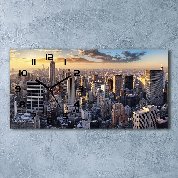 Horloge murale horizontale Vue à vol d'oiseau de la ville de New York