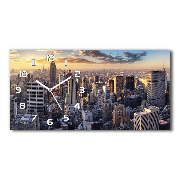Horloge murale horizontale Vue à vol d'oiseau de la ville de New York