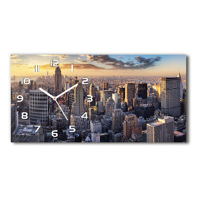 Horloge murale horizontale Vue à vol d'oiseau de la ville de New York