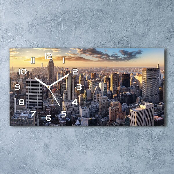 Horloge murale horizontale Vue à vol d'oiseau de la ville de New York