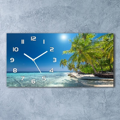 Horloge murale horizontale Plage des Maldives