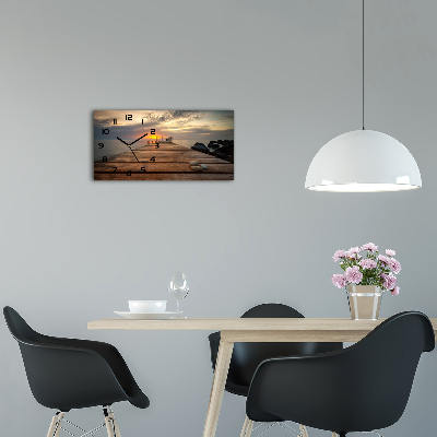 Horloge rectangulaire horizontale Jetée en bois mer