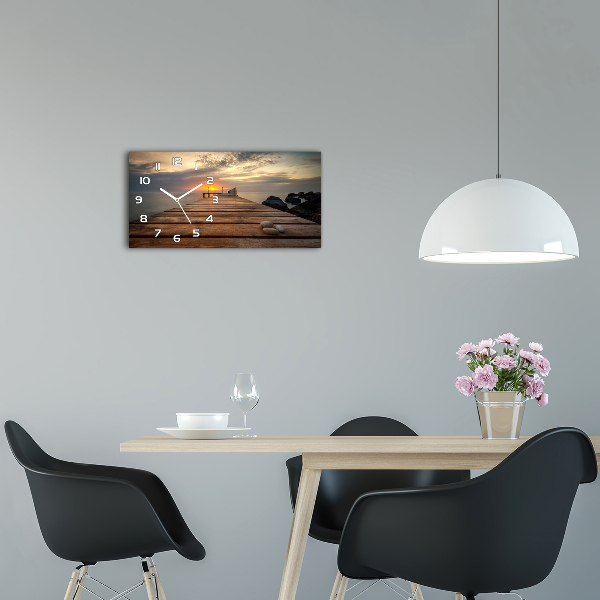 Horloge rectangulaire horizontale Jetée en bois mer