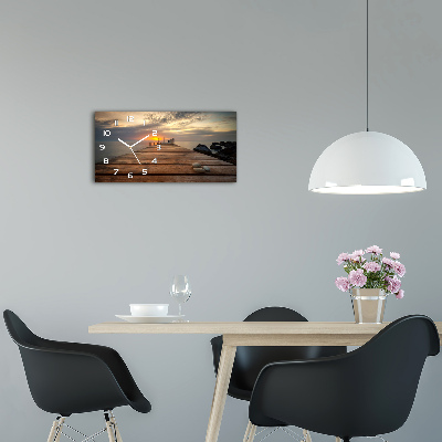 Horloge rectangulaire horizontale Jetée en bois mer