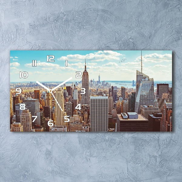Horloge murale horizontale New York New York vue à vol d'oiseau