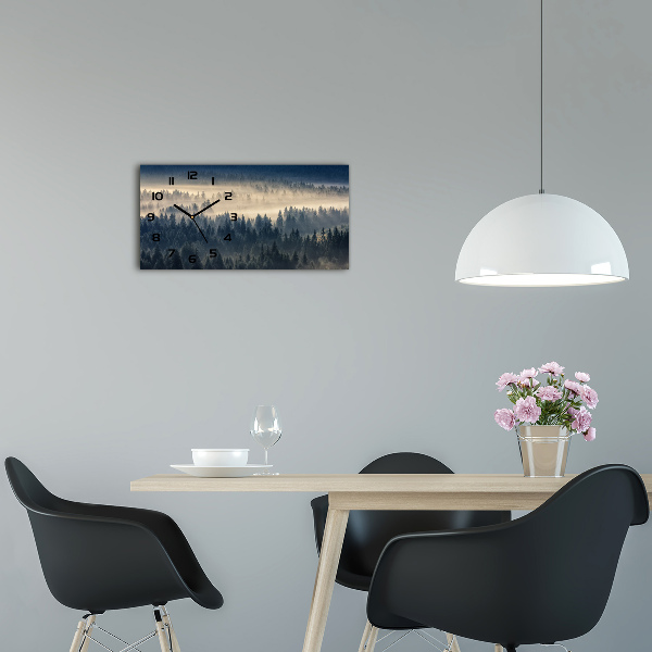 Horloge horizontale en verre Brume sur la forêt