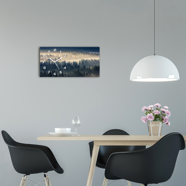 Horloge horizontale en verre Brume sur la forêt