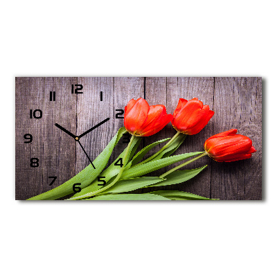 Horloge rectangulaire horizontale Tulipes rouges