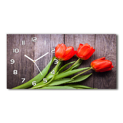 Horloge rectangulaire horizontale Tulipes rouges
