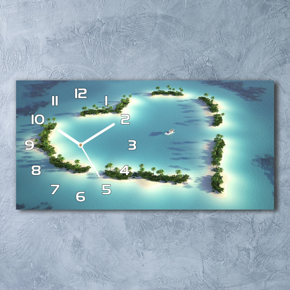 Horloge rectangulaire horizontale Îles en forme de cœur