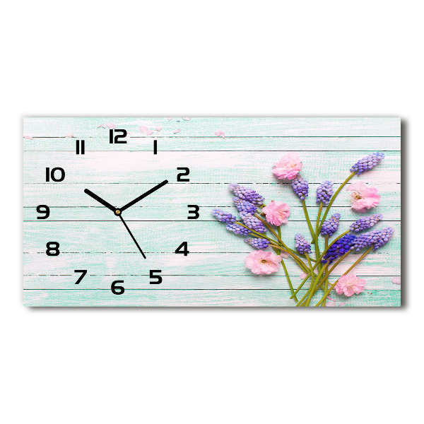 Horloge rectangulaire horizontale Lavande sur bois