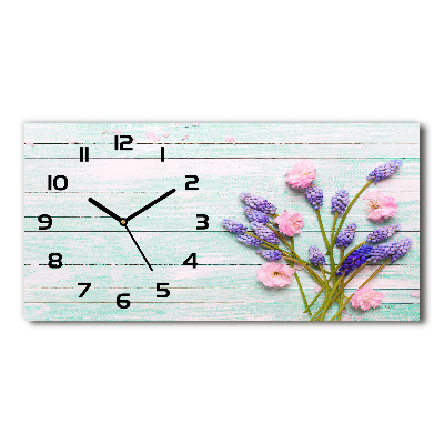 Horloge rectangulaire horizontale Lavande sur bois